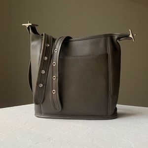 Vintage Coach Medium Slim Duffle (9816) in Dark Grey & Nickel